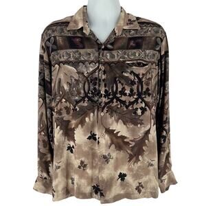 80s Alan Stuart rayon leaf print shirt 1980s vintage